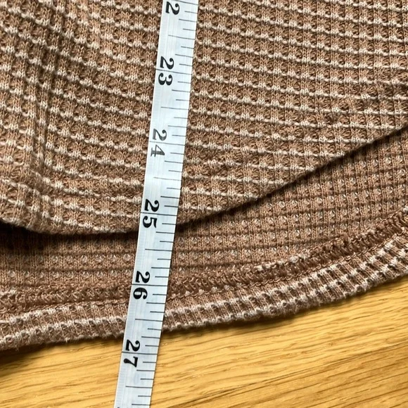 Aerie Women’s Textured Waffle Shirt Long Sleeve Brown & Cream Size Oversized XXS - Picture 16 of 16